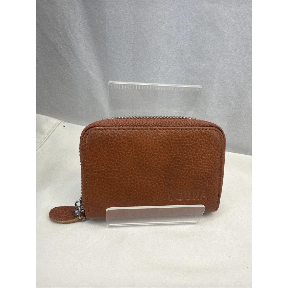 YOUNA Red Pebbled Leather RFID Protected‎ Credit Card Wallet